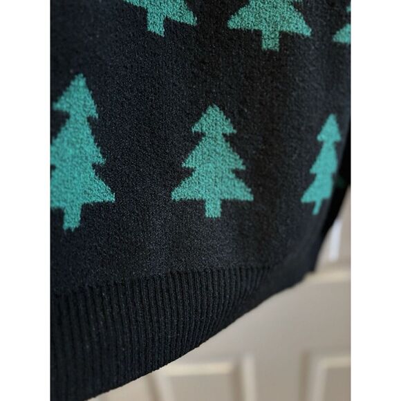 HOLIDAY TIME Soft Sweater Womens Xl Black Green Knit Sequin Trees Ugly Christmas - Picture 2 of 7